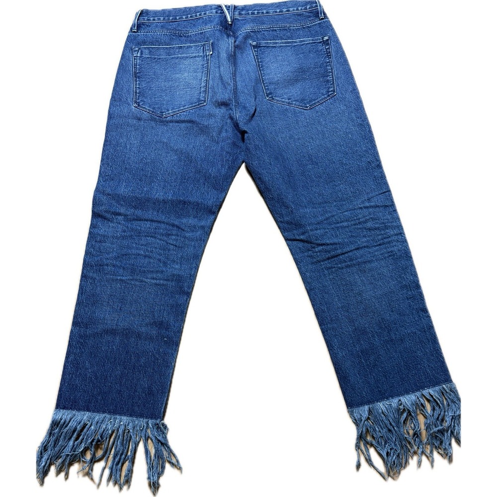3x1 NYC Cropped Frayed Jeans Women Size 31 Medium Blue USA Made Fringe Boho Fun - Picture 8 of 10